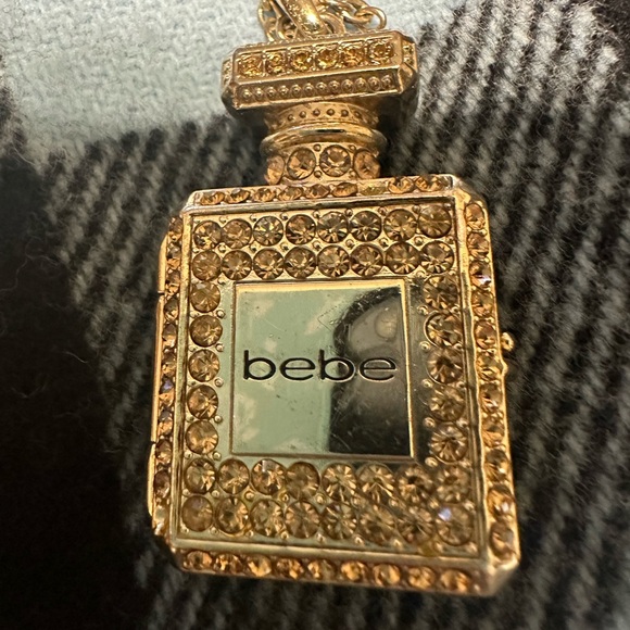 bebe Accessories - bebe perfume bottle necklace locket gold rhinestone